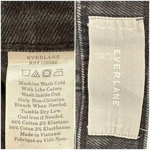 Everlane Black Raw Hem Straight Leg Ankle Jeans 25 - Picture 5 of 6